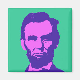Aimant Abraham Lincoln en rose et violet Pop Art