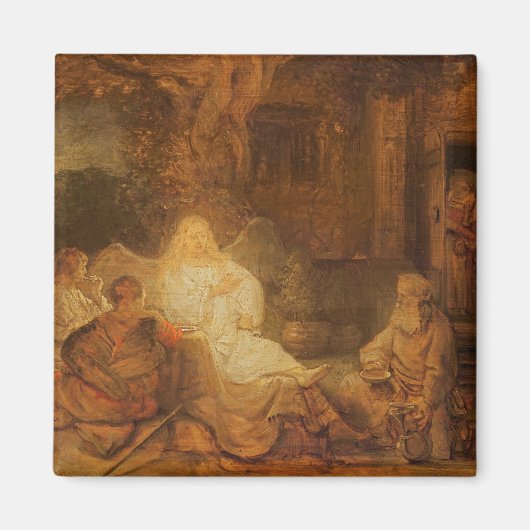 Aimant Abraham Receives the Three Angels, 1646 (oil on pa (Devant)