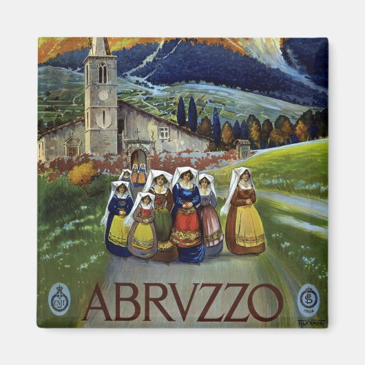 Aimant Abruzzes Italie Poster Vintage voyage Art avec fem (Devant)