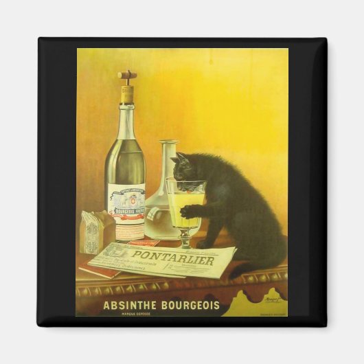 Aimant Absinthe Bourgeois et Cat Fine Poster vintage (Devant)