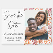 Aimant Abstract African Shape Photo Wedding Save the Date (Recto)