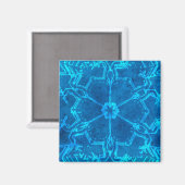Aimant Abstrait à fleur de neige bleu chic (Recto/Verso)