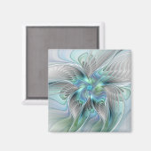 Aimant Abstrait Bleu Vert Papillon Imaginaire Fractal Art (Recto/Verso)