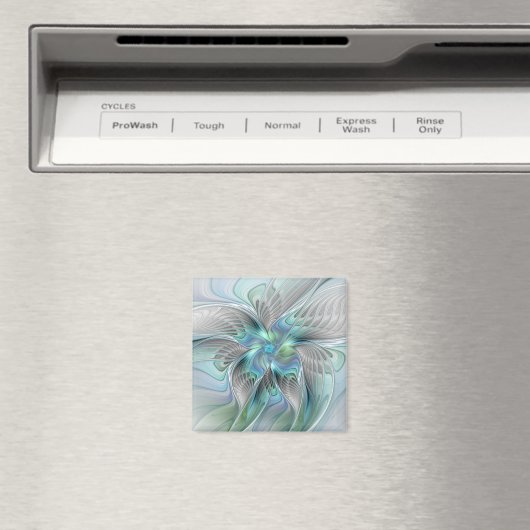 Aimant Abstrait Bleu Vert Papillon Imaginaire Fractal Art (In Situ (Lave-vaisselle))