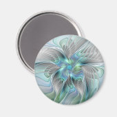 Aimant Abstrait Bleu Vert Papillon Imaginaire Fractal Art (Recto/Verso)