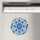 Aimant Abstrait de mandala noir blanc bleu (In Situ (Lave-vaisselle))
