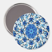 Aimant Abstrait de mandala noir blanc bleu (Recto/Verso)