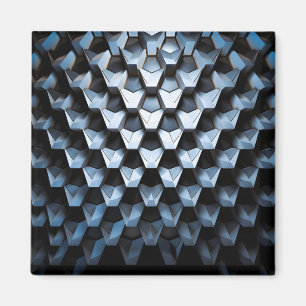 Aimant Abstrait Futuriste Bleu Géométrique Métallique