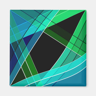 Aimant Abstrait, géométrique, vert, bleu, noir