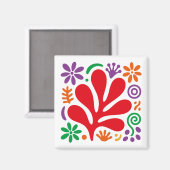Aimant Abstrait Gras Fleur Matisse Coloré (Recto/Verso)