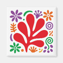 Aimant Abstrait Gras Fleur Matisse Coloré