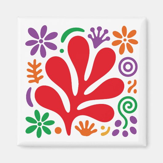 Aimant Abstrait Gras Fleur Matisse Coloré (Devant)