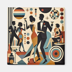 Aimant Abstrait Jazzy Martinis et Dancing Cocktail Party