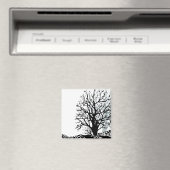 Aimant Abstrait moderne arbre noir silhouette ombre blanc (In Situ (Lave-vaisselle))
