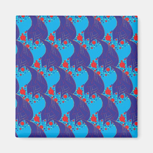 Aimant Abstrait moderne BLUE et rouge Rainbow gouttes mot (Devant)