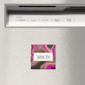 Aimant Abstrait rose et noir avec Merci à perches d'or (In Situ (Lave-vaisselle))