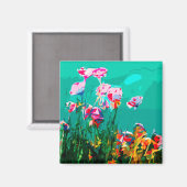 Aimant Abstrait rose rose turquoise orange (Recto/Verso)