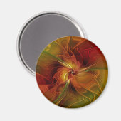 Aimant Abstrait Rouge Orange Brown Vert Fractal Art Flowe (Recto/Verso)