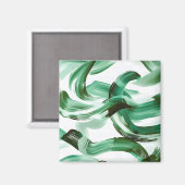 Aimant Abstrait Traits de Pinceau Vert Minimal Moderne (Recto/Verso)
