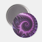 Aimant Abstrait Vivant Spirale d'Art Fractal Rose Violet (Recto/Verso)