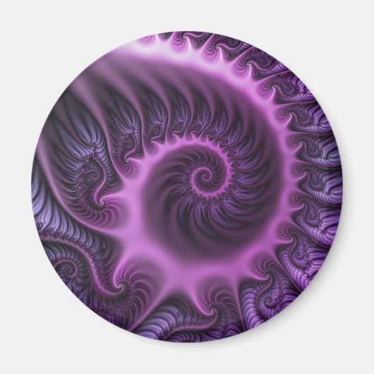 Aimant Abstrait Vivant Spirale d'Art Fractal Rose Violet (Devant)