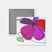Aimant Abstraite floraison fleurie dans rouge violet vert (Recto/Verso)