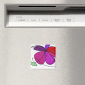 Aimant Abstraite floraison fleurie dans rouge violet vert (In Situ (Lave-vaisselle))