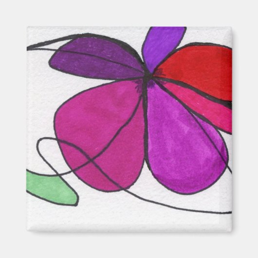 Aimant Abstraite floraison fleurie dans rouge violet vert (Devant)