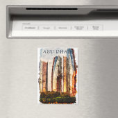 Aimant Abu Dhabi UAE Aquarelle Skyline (In Situ (Lave-vaisselle))