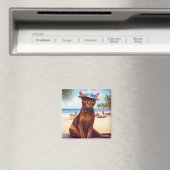 Aimant Abyssinian cat on Beach, cadeau d'été pour amoureu (In Situ (Lave-vaisselle))