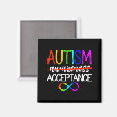 Aimant Acceptation de l'autisme Sensibilisation Rouge Au (Recto/Verso)