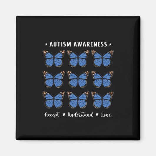 Aimant Accepter Comprendre Amour Papillon de sensibilisat (Devant)