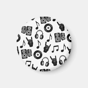 Aimant Accessoires musicaux : Motif Vintage monochrome.