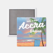 Aimant Accra Ghana affiche des voyages sur la plage (Recto/Verso)