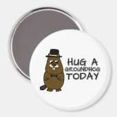 Aimant Accrochez un marmotte aujourd'hui (Recto/Verso)