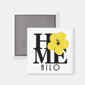 Aimant ACCUEIL Hilo Hawaii Hibiscus jaune (Recto/Verso)