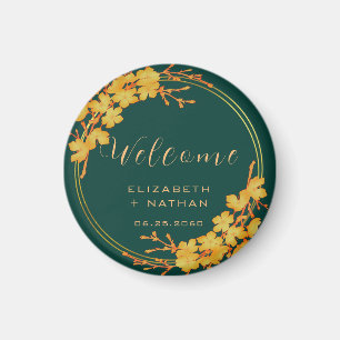 Aimant Accueil Mariage Floral Emerald Green Gold Classy