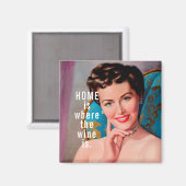 Aimant Accueil Où Le Vin Est Rétro Homemaker (Recto/Verso)
