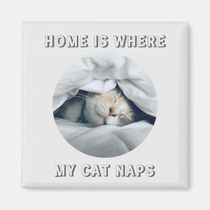 Aimant Accueil où mon chat naps photo personnalisée