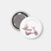 Aimant Achats de Noël en scooter rose (Recto/Verso)