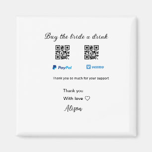 Aimant Acheter une boisson à la mariée donation QR Venmo