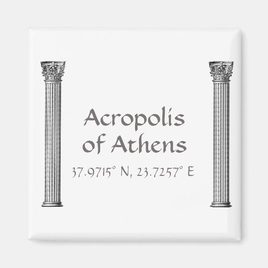 Aimant Acropole d'Athènes Latitude Longitude (Devant)