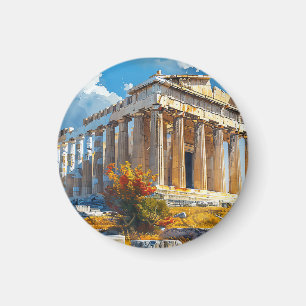 Aimant Acropole grecque Aquarelle Points de repère
