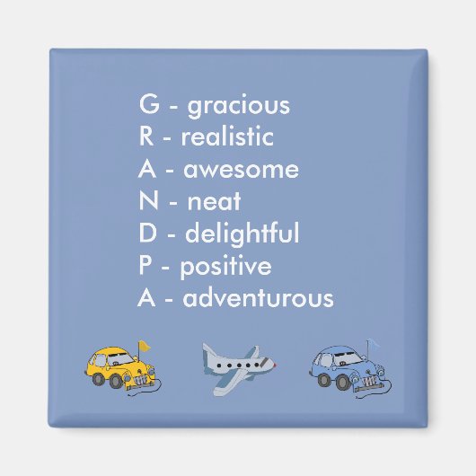 Aimant Acrostiche de Grand-père (Devant)