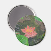 Aimant Acrylique sur toile, fleur de lys d'eau rose (Recto/Verso)