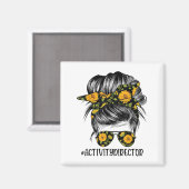 Aimant Activity Director Messy Hair Woman Bun Sunflower H (Recto/Verso)