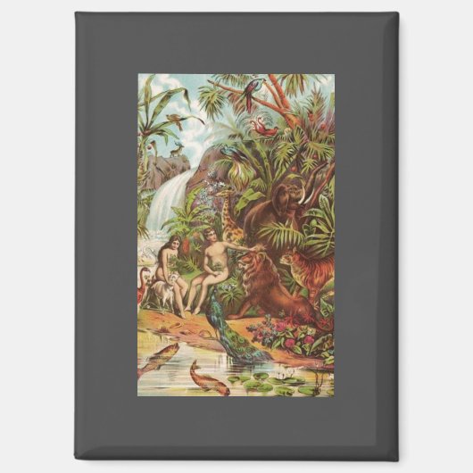 Aimant Adam et Eve dans le jardin  (Recto)