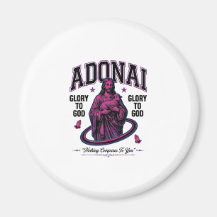 Aimant Adonai Gloire à Dieu Vintage Design Vectoriel Chré