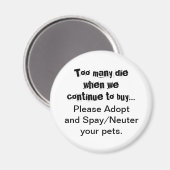 Aimant Adopter Spay Neuter Animaux Quote (Recto/Verso)