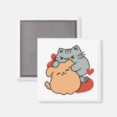 Aimant Adorable chat et chien Hug - Meow & Woof Design (Recto/Verso)